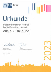 Urkunde duale Ausbildung IHK 2023